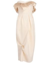 KHAITE - Tulle-Trimmed Draped Midi Dress - Lyst