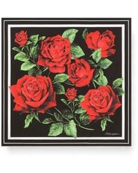 Dolce & Gabbana - 50X50 Rose- Silk Twill Scarf - Lyst
