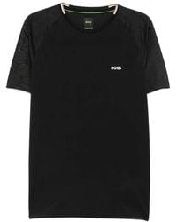 BOSS - Logo-Print Raglan-Sleeve T-Shirt - Lyst