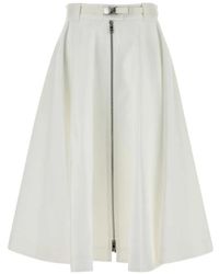 Prada - Belted Zip-Front Midi Skirt - Lyst