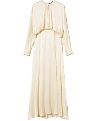 Twinset - Gathered-Bodice Satin Long Dress - Lyst