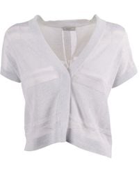 Peserico - Metallic-Effect V-Neck Cardigan - Lyst