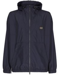 Dolce & Gabbana - Nylon Jacket With Hood And Branded Tag - Lyst