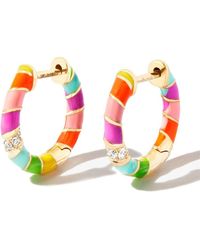 Yvonne Léon - 9kt Yellow Gold Rainbow Diamond Hoop Earrings - Lyst