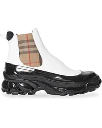 Burberry - Vintage Check Detail Vinyl Chelsea Boots - Lyst