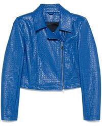 Patrizia Pepe - Crocodile-Embossed Biker Jacket - Lyst