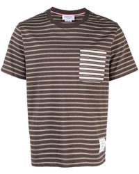 Thom Browne - Stripe-print Cotton T-shirt - Lyst