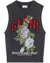 Ganni - Chaleco de lana de flores - Lyst