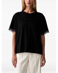 Twinset - Lace-Trim Logo-Print T-Shirt - Lyst