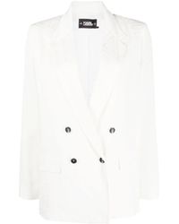 Karl Lagerfeld - Logo-Jacquard Double-Breasted Blazer - Lyst