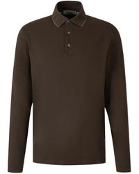 Canali - Poloshirt Met Geribbelde Afwerking En Lange Mouwen - Lyst