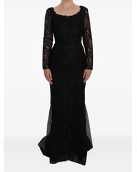Dolce & Gabbana - Floral-Lace Long-Sleeved Maxi Dress - Lyst