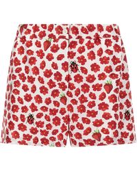 Versace - Silk Shorts With Strawberry Garden Print - Lyst