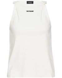 we11done - Logo-Print Sleeveless Top - Lyst