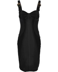 Versace Jeans Couture - Buckle-Embellished Seam-Detail Dress - Lyst