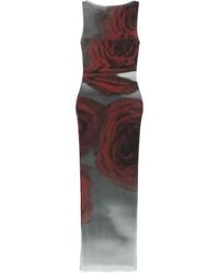 Jean Paul Gaultier - Abito Midi Con Stampa Rose - Lyst