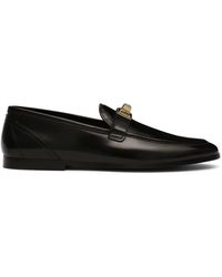 Dolce & Gabbana - Leren Loafers Met Logo-applicatie - Lyst