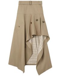 Burberry - Cotton Long Skirt - Lyst