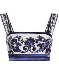 Dolce & Gabbana - Majolica Print Square-Neck Top - Lyst