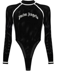 Palm Angels - Logo-Print Mesh Bodysuit - Lyst