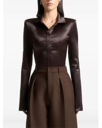 Manière De Voir - Wide Shoulder Satin Shirt Bodysuit - Lyst