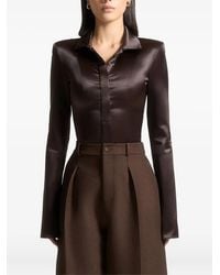 Manière De Voir - Louise Wide-Shoulder Satin Shirt Bodysuit - Lyst