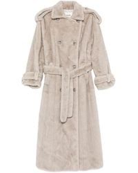 DUCIE - Thalia Double-Breasted Faux Fur Coat - Lyst