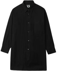 COMME DES GARÇON BLACK - Katoenen Shirt Met Satijnen Vlakken - Lyst