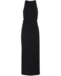 Another Tomorrow - Ruched-Waist Sleeveless Midi Dress - Lyst