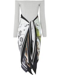 Burberry Monkey Print Scarf Bodysuit - Grey