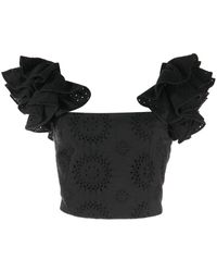 Alice + Olivia - Tawny Ruffled Broderie-anglaise Crop Top - Lyst