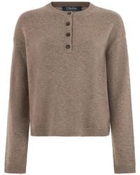 Max Mara - Button-Placket Knitted Sweater - Lyst