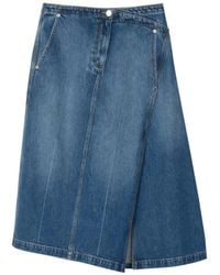 3.1 Phillip Lim - Asymmetrical-Hem Denim Midi Skirt - Lyst