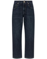 Brunello Cucinelli - Shiny Bartack Straight-Leg Jeans - Lyst