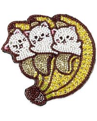 Gucci Bead-embellished Banana Cat Brooch - Multicolour
