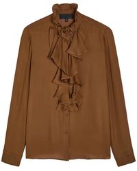 Nili Lotan - Lily Button-Down Blouse Met Ruches - Lyst