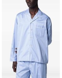 Tekla - Striped Long-Sleeve Pajama Shirt - Lyst