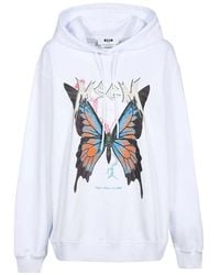 MSGM - Butterfly-Print Hoodie - Lyst