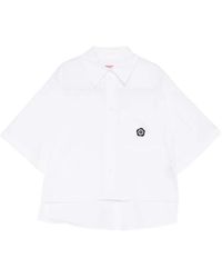 KENZO - Boke Flower-Patch Cropped Shirt - Lyst