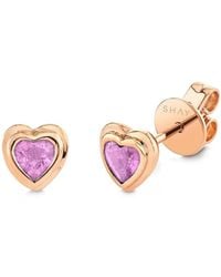 SHAY - 18Kt Rose Mini Me Heart Sapphire Stud Earrings - Lyst