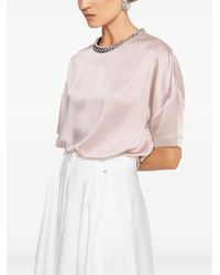 Nissa - Chain-Detail Satin Top - Lyst