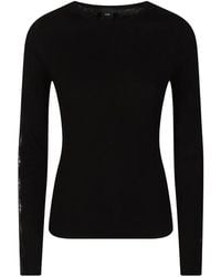 Pinko - Ribbed-Knit Lace-Trimmed Sweater - Lyst