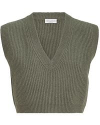 Brunello Cucinelli - Cashmere Rib-Knit Sweater Vest - Lyst