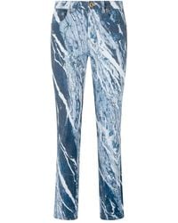 Roberto Cavalli - Marble-Print Straight-Leg Jeans - Lyst