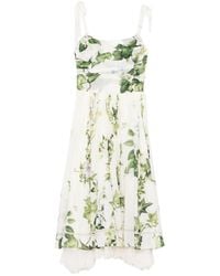 Alice + Olivia - Jurk Met Bloemenprint En Gestrikte Schouders - Lyst