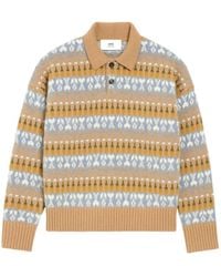 Ami Paris - Jacquard-Knit Polo Sweater - Lyst