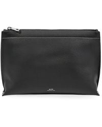 A.P.C. - Neige Grain-Leather Small Clutch Bag - Lyst