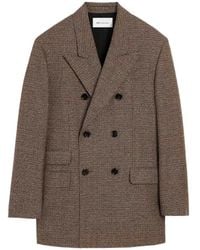 Ami Paris - Double Breasted Houndstooth Wool Blazer - Lyst