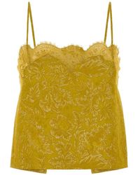 Saint Laurent - Lace-Trim Floral-Jacquard Top - Lyst