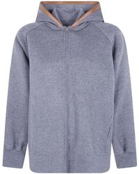 Semicouture - Leather-Trim Wool Hoodie - Lyst